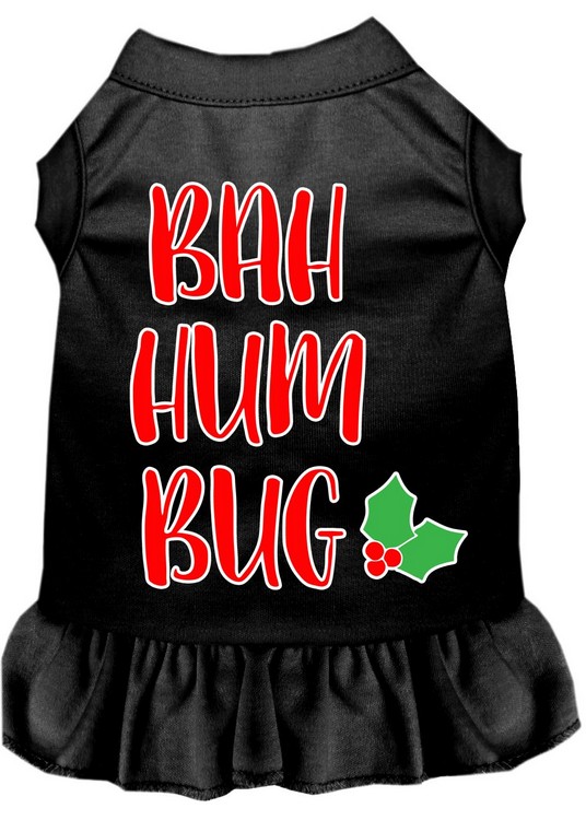 Bah Humbug Screen Print Dog Dress Black XS